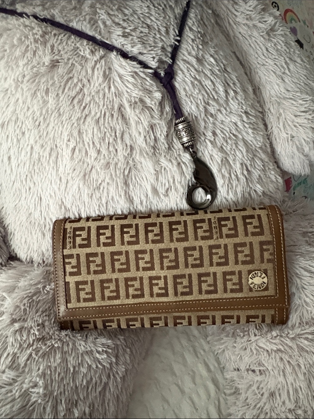 Fendi Beige and Brown FF Logo Continental Wallet